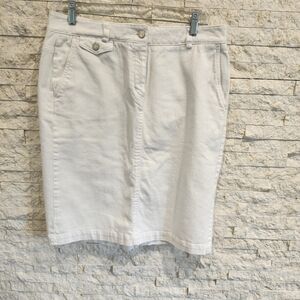 Talbots White Denim Pencil Skirt With Pockets Size 10 Like New